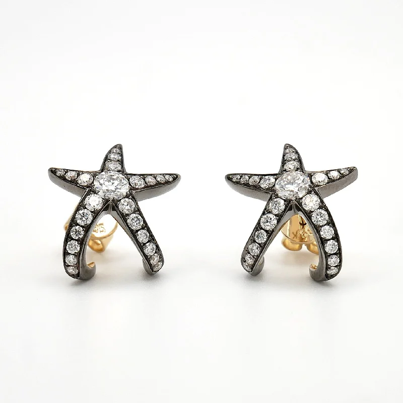 Hoop earrings with faceted crystals for added sparkle and shine-18K Gold Starfish Earrings