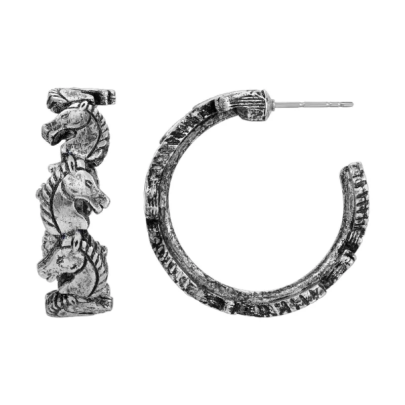 Medium hoop earrings for an everyday look with the perfect balance of style-1928 Jewelry Antiqued Horse Hoop Earrings