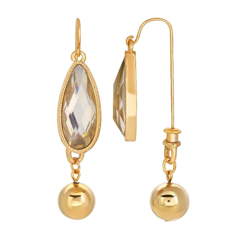 Hoop earrings with floral motifs for a feminine and nature-inspired look-1928 Jewelry Crystal Clear Teardrop Front Back Earrings