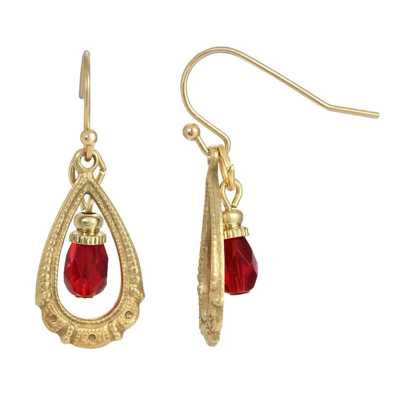 Best hoop earrings with intricate beaded details for a textured, stylish appearance-1928 Jewelry Elegancia Antigua Teardrop Crystal Dangle Earrings