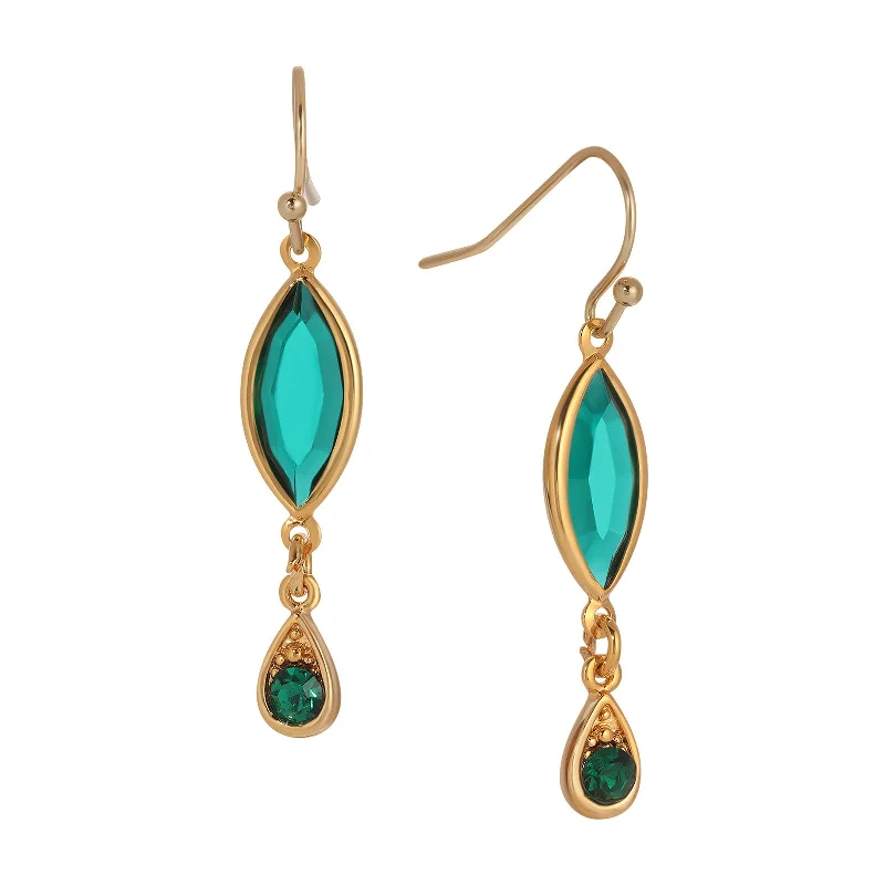 Hoop earrings with satin finishes for a smooth and elegant appearance-1928 Jewelry Emerald Garden Stone Dangling Earrings