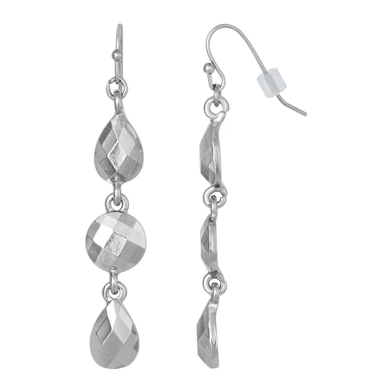 Best hoop earrings with Swarovski crystals for added sparkle and luxury-1928 Jewelry Faceted Teardrop And Round Shape Linear Earrings