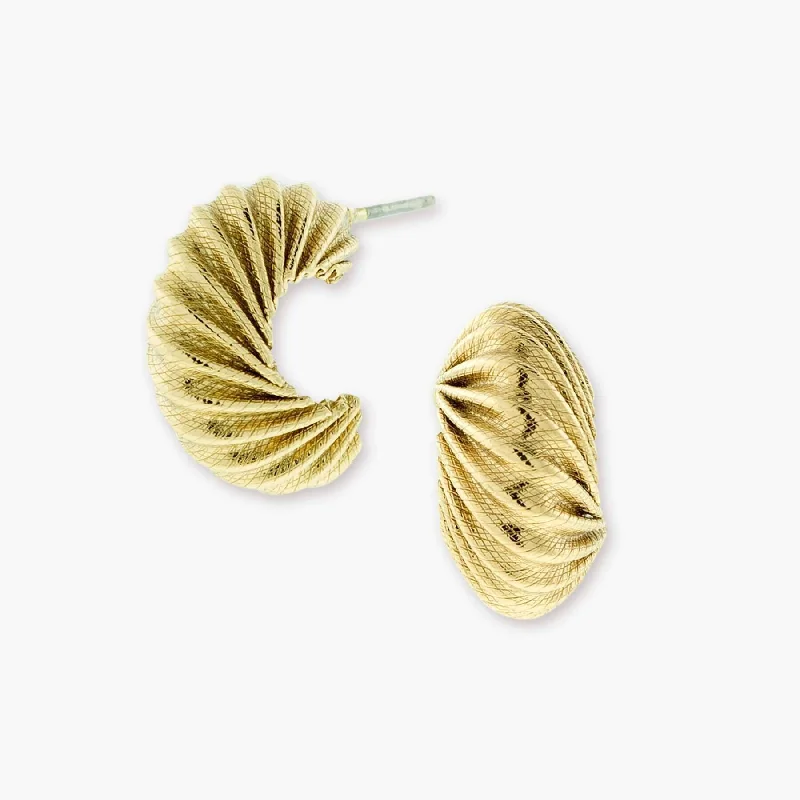 Best hoop earrings with minimal embellishments for a sleek and modern look-1928 Jewelry Gold Corrugated Half Hoop Post Earrings