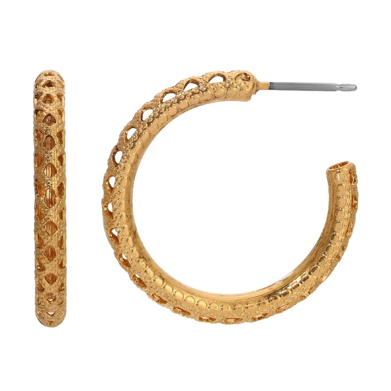 Best hoop earrings with Swarovski crystals for added sparkle and luxury-1928 Jewelry Gold Perforated Hoop Post Earrings