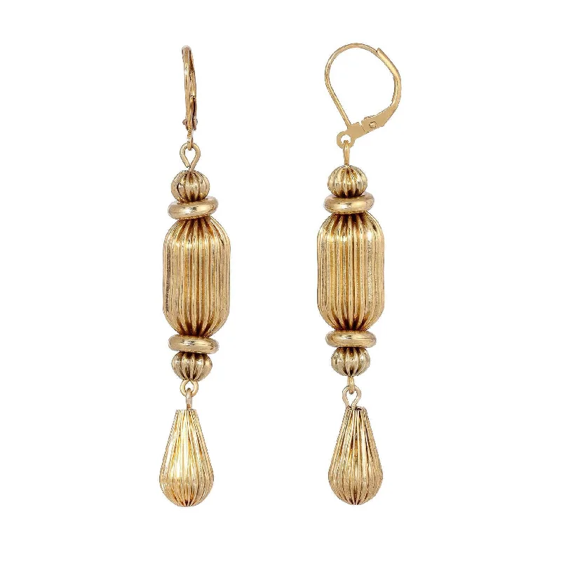 Best hoop earrings with textured silver for a rustic and organic finish-1928 Jewelry Gold Rondelle Glam Drop Dangling Earrings