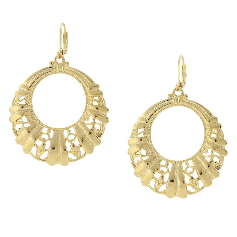 Best hoop earrings with smooth ceramic finishes for a polished, clean style-1928 Jewelry Gold Round Filigree Hoop Earrings