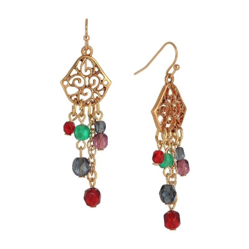 Best hoop earrings with matte finish for a sophisticated, understated design-1928 Jewelry Harvest Crystals Filigree Dangling Earrings