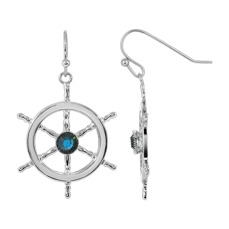 Hoop earrings with luxe velvet finishes for a rich and luxurious touch-1928 Jewelry Nautical Helm Earrings