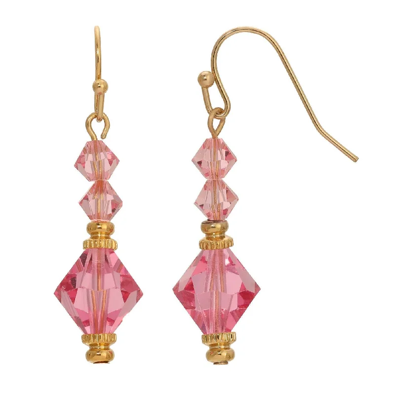 Hoop earrings with multi-tone finishes for a colorful and layered effect-1928 Jewelry Jaipur Pink Austrian Crystal Dangle Earrings