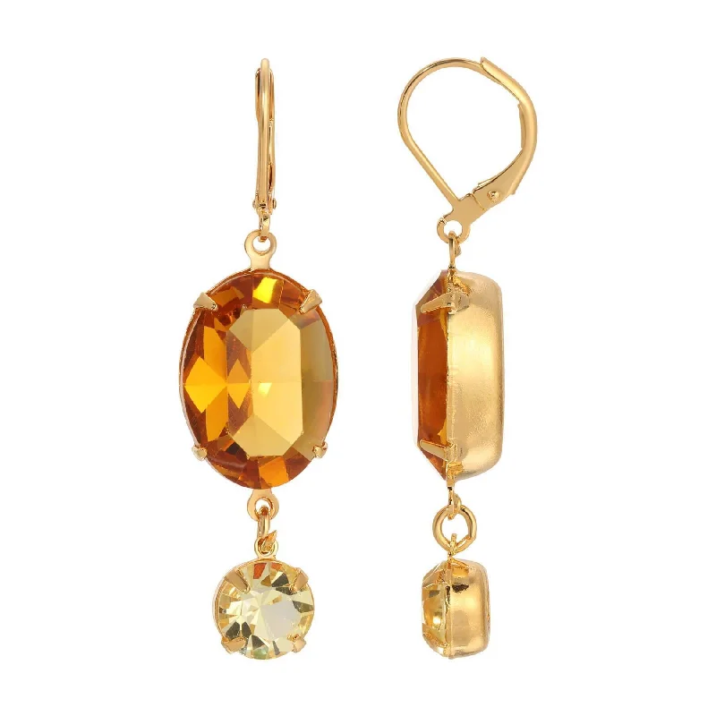 Best hoop earrings with cubic zirconia for a budget-friendly, dazzling look-1928 Jewelry Opulent Oval Topaz Austrian Crystal Jonquil Dangle Earrings