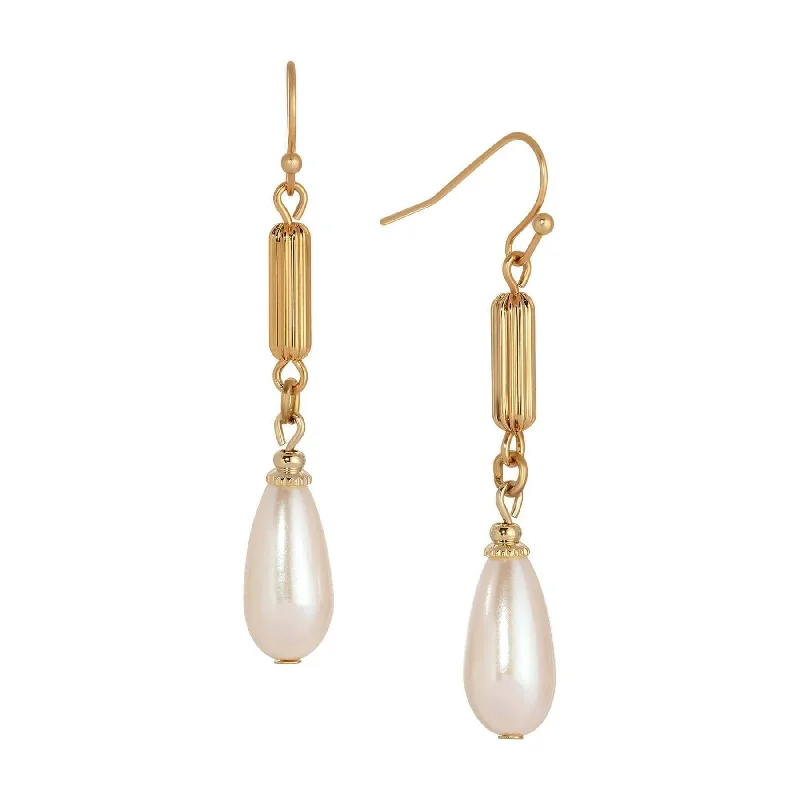 Hoop earrings with enamel stripes for a colorful and eye-catching design-1928 Jewelry Opulent Teardrop Faux Pearl Dangling Earrings