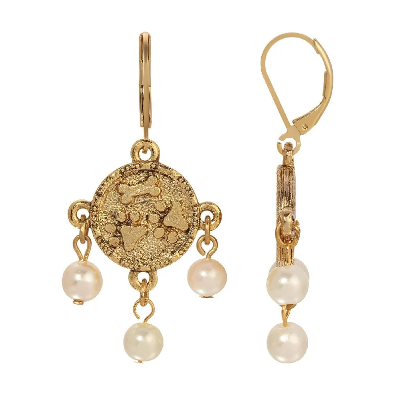 Hoop earrings with spiral designs for a dynamic and fluid look-1928 Jewelry Paws & Bones Faux Pearl Dangling Earrings