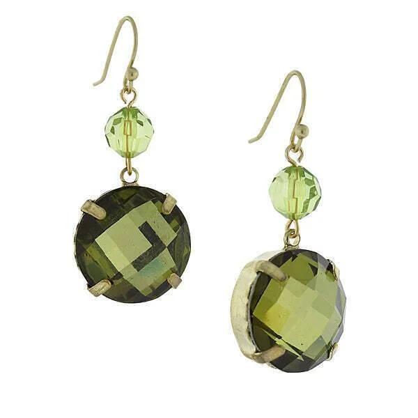 Best hoop earrings with multi-colored gemstones for a vibrant and lively touch-1928 Jewelry Round Green Stone Dangle Earrings