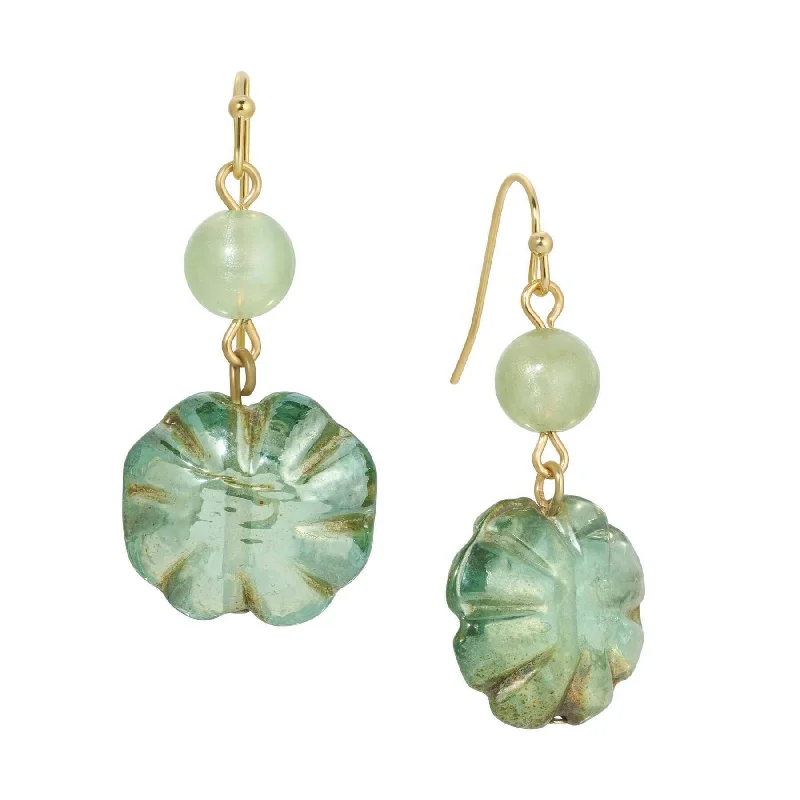 Best hoop earrings with geometric shapes for a modern and artistic appeal-1928 Jewelry Rustic Emerald Green AB Glass Bead Dangling Earrings