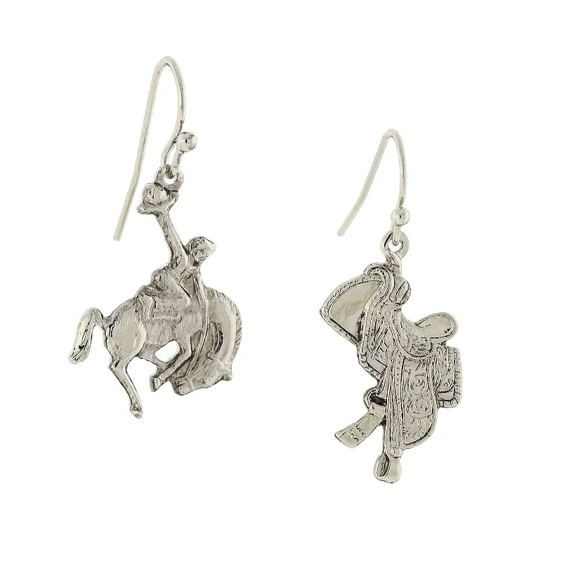 Best hoop earrings with marbled designs for a trendy and artistic effect-1928 Jewelry Silver Horse And Saddle Earrings