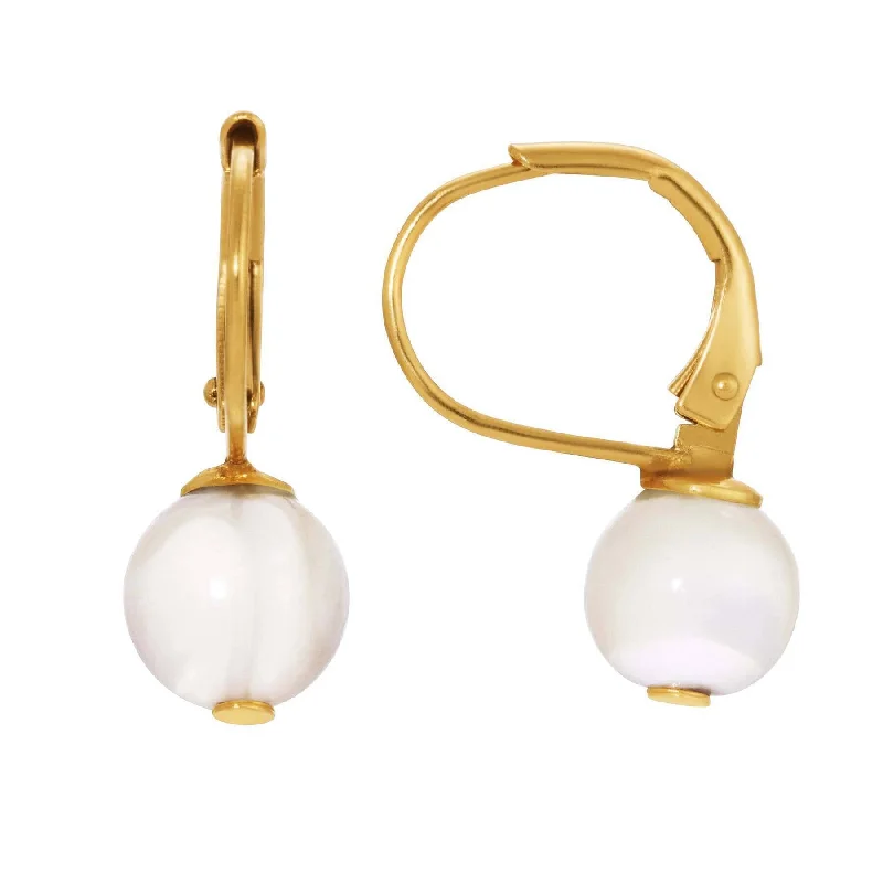 Medium hoop earrings for an everyday look with the perfect balance of style-1928 Jewelry Sleek White Round Mother Of Pearl Drop Bead Earrings