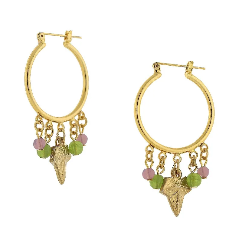 Best hoop earrings with smooth ceramic finishes for a polished, clean style-1928 Jewelry Winery Multi-Color Beaded Grape Leaf Snap In Hoop Earrings