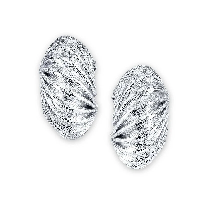 Hoop earrings with intricate designs for a unique and artistic appearance-2028 Jewelry Silver Classic Corrugated Post Earrings