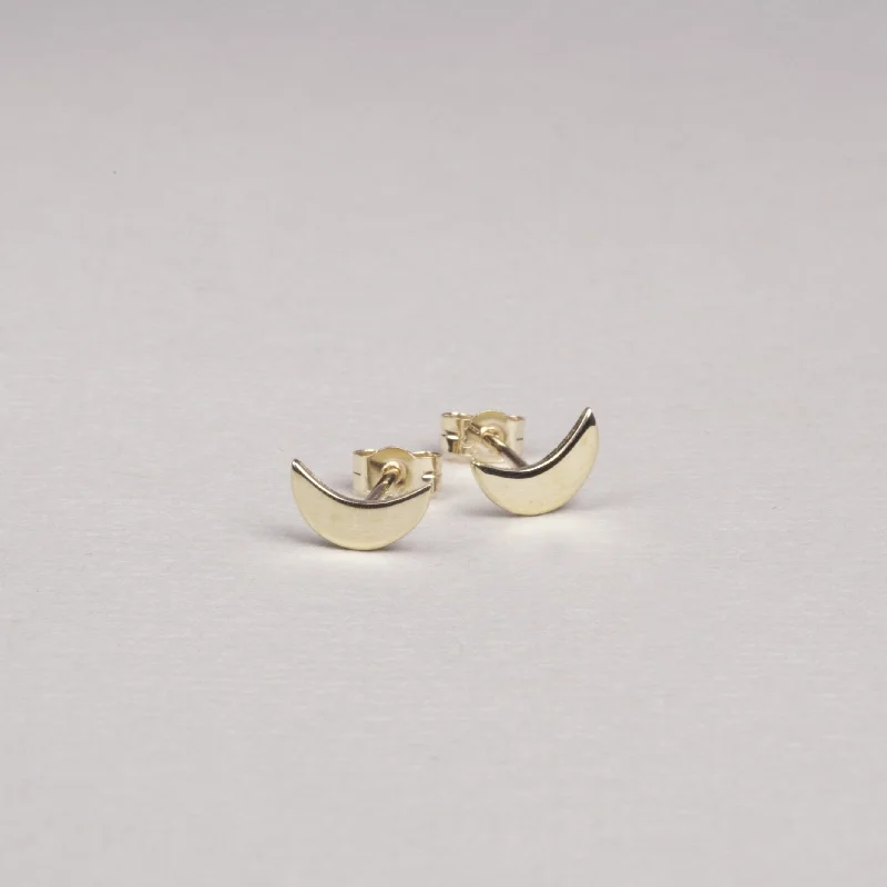 Best hoop earrings with blackened metal for an edgy and bold appearance-9ct Gold Crescent Studs