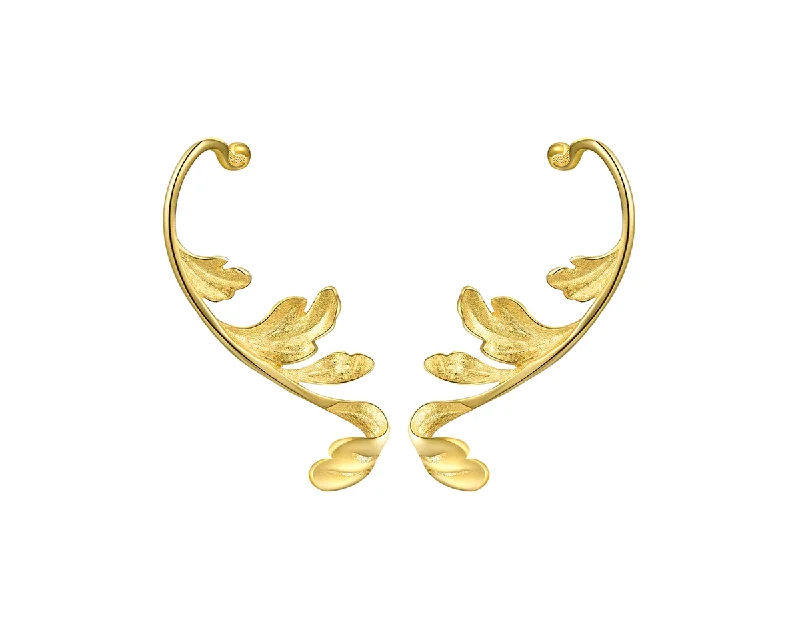 Hoop earrings with twisted leather for a chic and modern boho look-Acanthus Leaf Earring