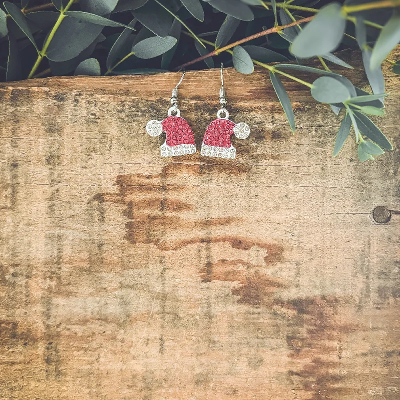 Hoop earrings with resin accents for a bold and colorful design-Adorable Santa Hat Earrings