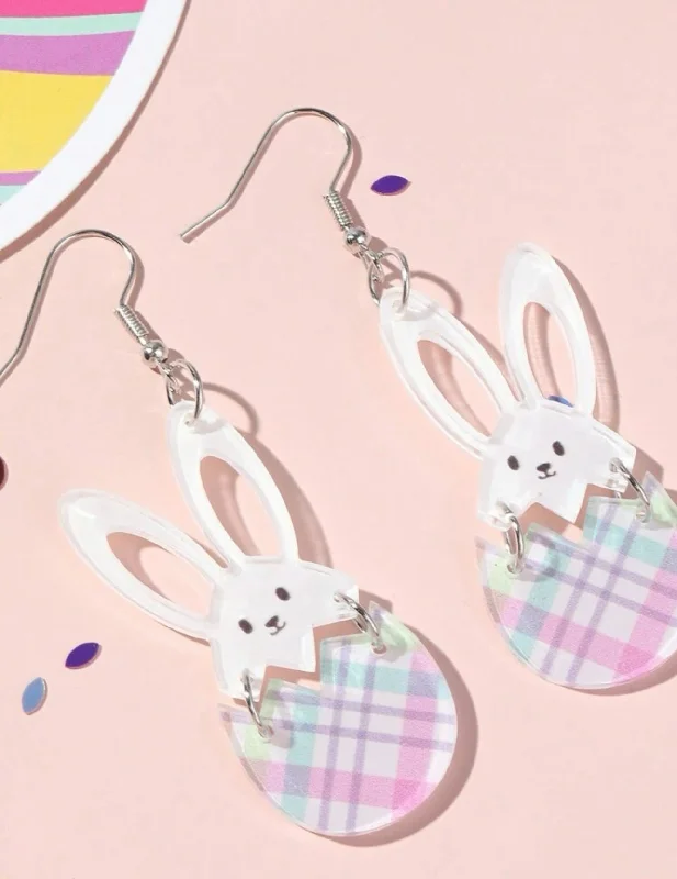 Best hoop earrings with geometric hexagon shapes for a modern, angular look-Beautiful Acrylic Bunny Earrings