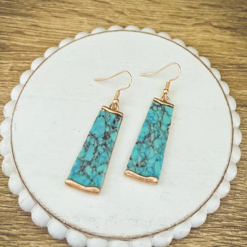 Hoop earrings with diamond-cut surfaces for added sparkle and shine-Beautiful Gold and Turquoise Earrings