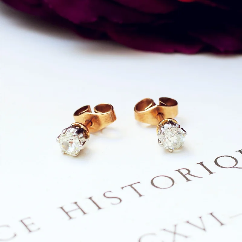 Best hoop earrings with crescent-shaped designs for a bold, moon-inspired style-Beautiful Half Carat Vintage Diamond Earring Studs