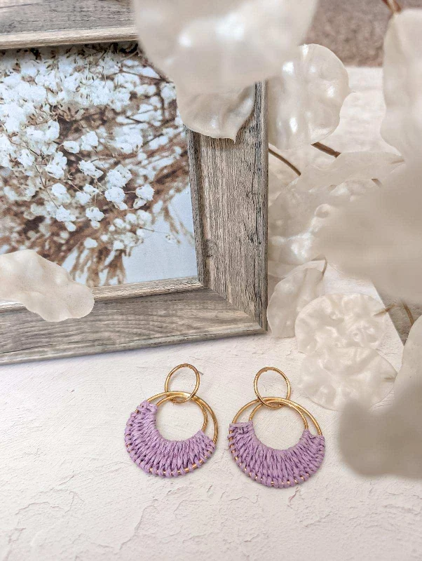 Best hoop earrings with gold for a luxurious and timeless look-Beautiful Purple Raffia Hoop Earrings