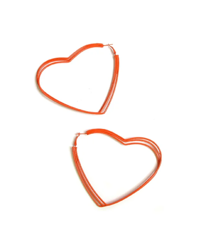 Hoop earrings with tortoiseshell designs for a chic and classic style-Big Heart Earring Hoop