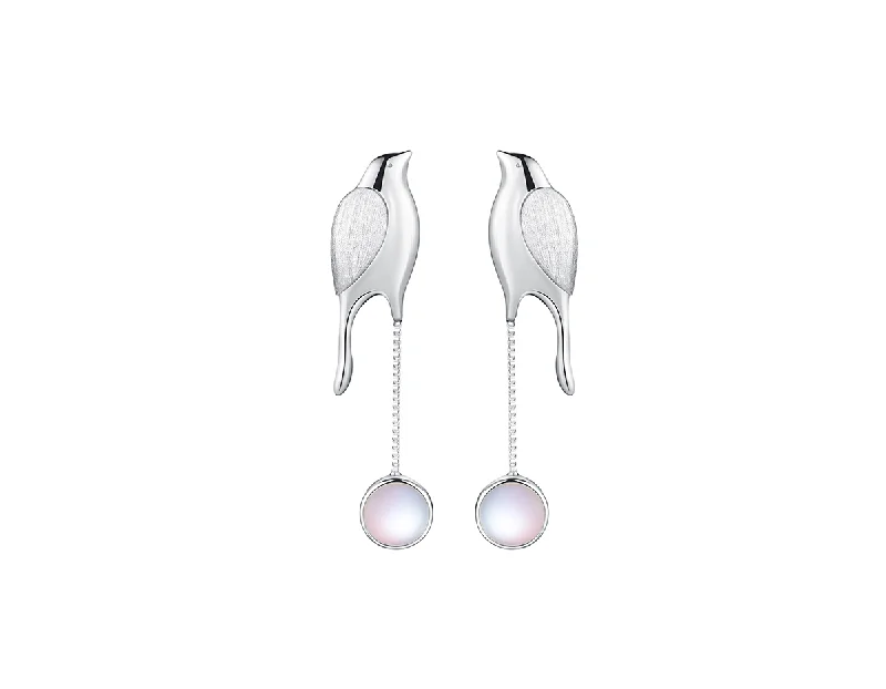 Hoop earrings with circle designs for a classic and timeless shape-Bird and Moon Earring