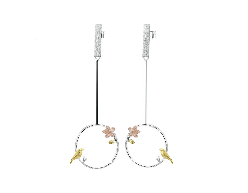 Hoop earrings with gold accents for a warm, elegant statement piece-Bird in a Jungle Earring