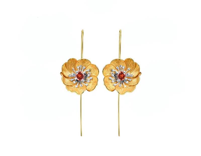 Best hoop earrings with geometric pendants for a modern, chic appeal-Blooming Anemone Flower Earring