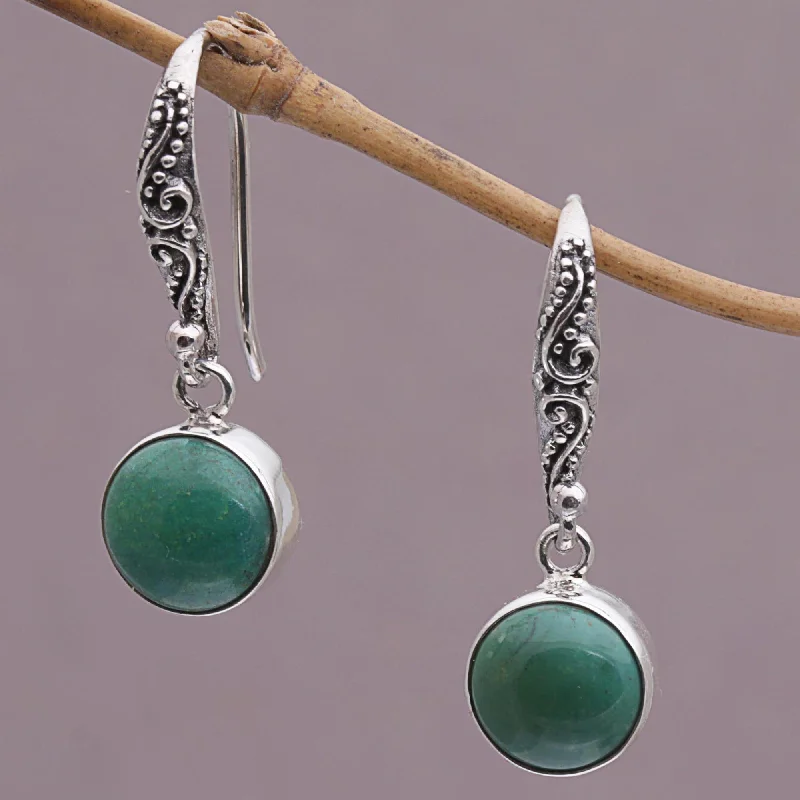 Best hoop earrings with hammered gold for a rustic yet elegant look-Blue-Green Purity Handcrafted Magnesite Dangle Earrings from Bali