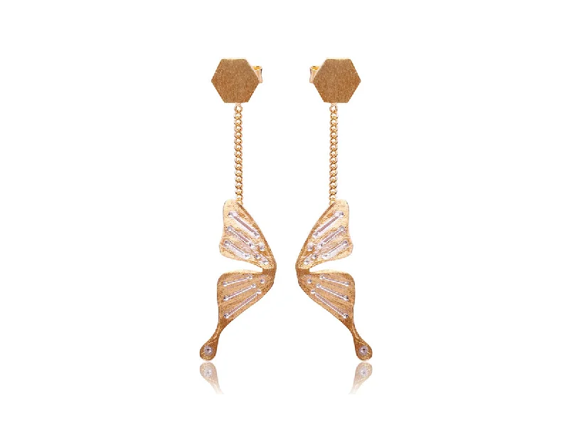 Hoop earrings with textured gold for a refined and sophisticated aesthetic-Butterfly Wings Earring