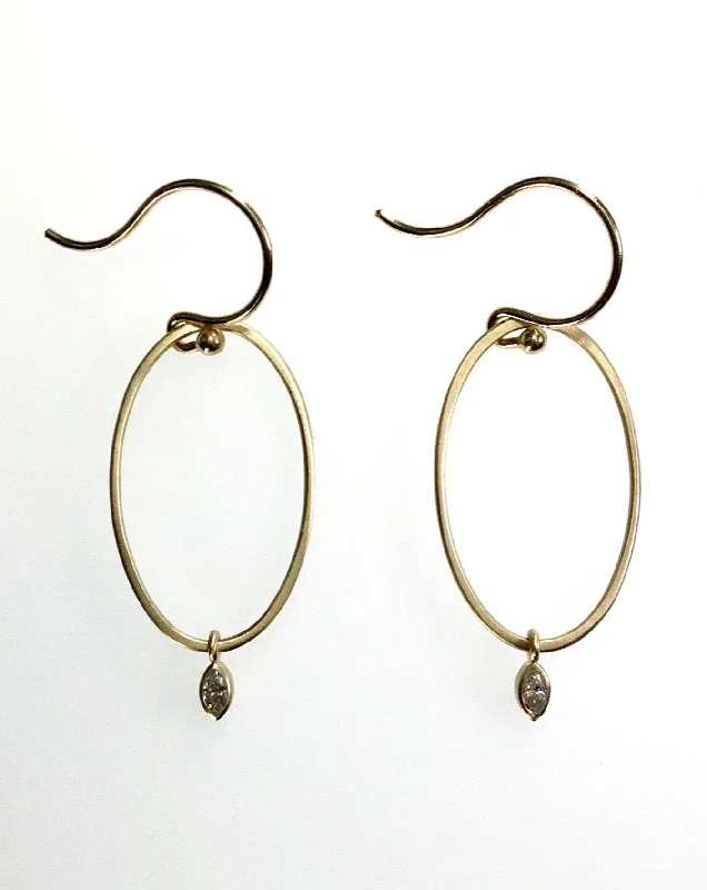 Hoop earrings with crescent moon shapes for a celestial and mystical appearance-Carla Caruso Oval & Diamond Earrings