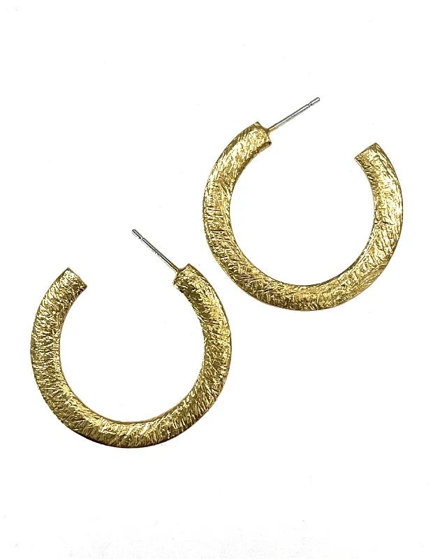 Hoop earrings with enamel stripes for a colorful and eye-catching design-Heather Guidero Carved Vermeil Hoop Earrings