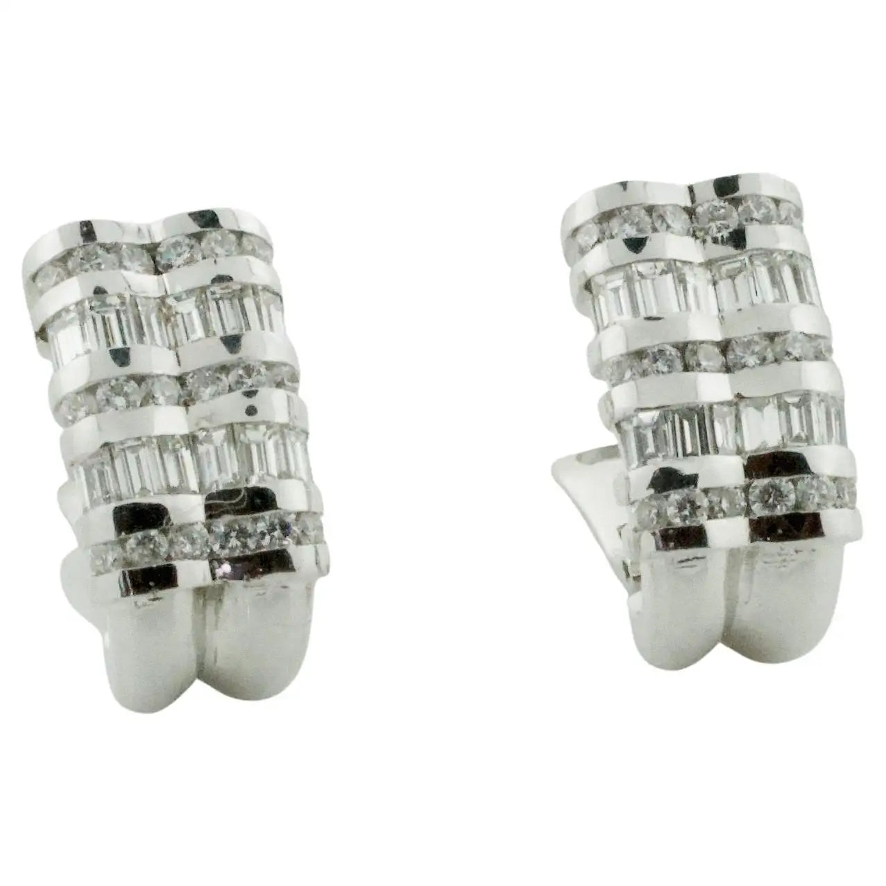 Hoop earrings with pearl accents for a chic and classic style-Chanel Set Diamond Earrings in 18k White Gold 3.45 Carats