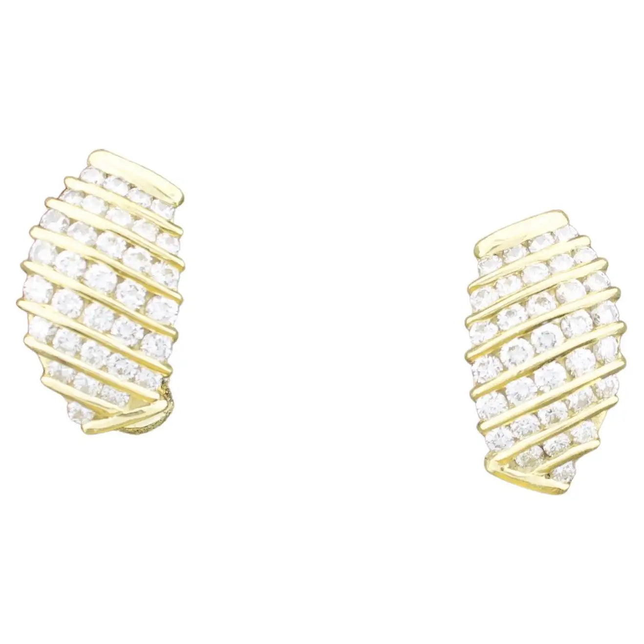 Best hoop earrings with smooth ceramic finishes for a polished, clean style-Channel Set Diamond 18k Yellow Gold Earrings 2.00 carats