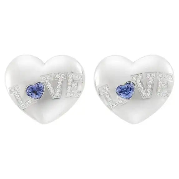 Best hoop earrings with sterling silver for an affordable and chic design-Chopard Sapphire and Diamond Puff Heart Earrings in 18k