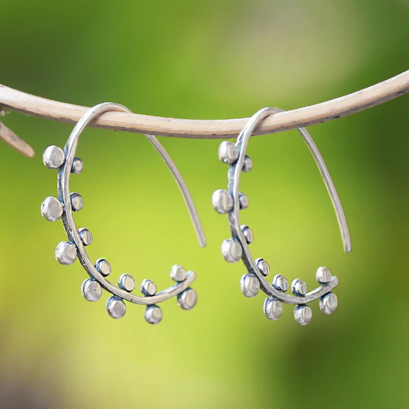 Hoop earrings with tortoiseshell designs for a chic and classic style-Circle Arches Circle Pattern Sterling Silver Half-Hoop Earrings from Bali