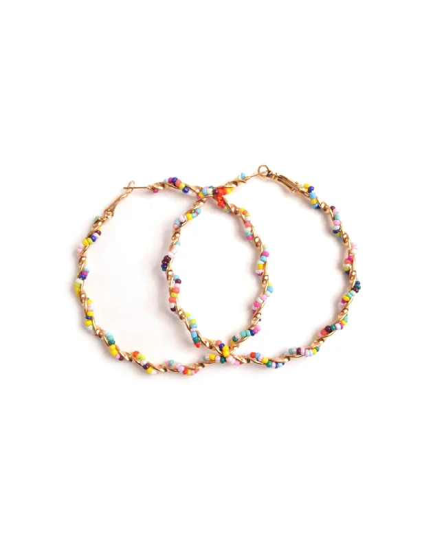 Best hoop earrings with geometric cuts for a sharp, modern appeal-Colorful Beads Hoop Earring