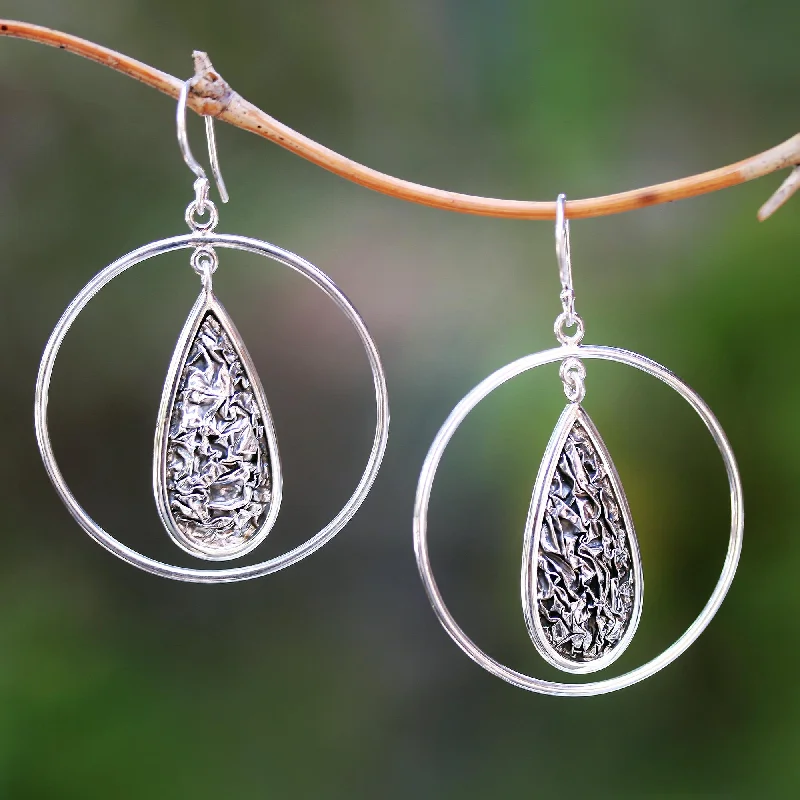 Hoop earrings with polished silver finish for a shiny, modern appeal-Contour Drops Drop-Shaped Contoured Sterling Silver Dangle Earrings