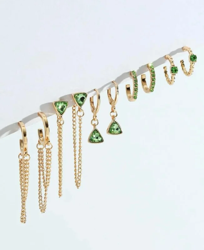 Best hoop earrings with smooth ceramic finishes for a polished, clean style-Beautiful 5 Pair Set of Gold Hoop Earrings