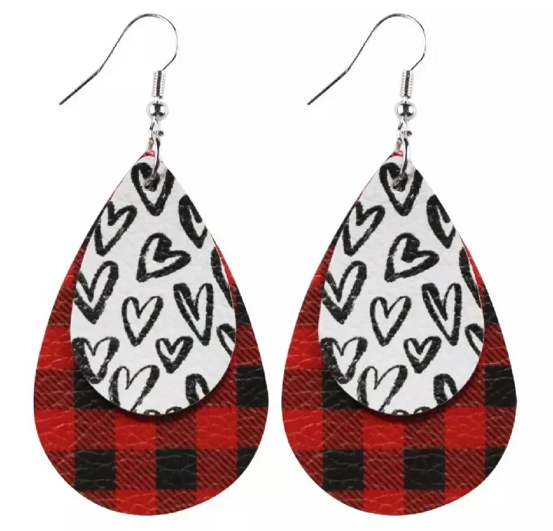 Hoop earrings with infinity loop designs for a continuous and eternal shape-Beautiful Red Plaid Valentines Earrings