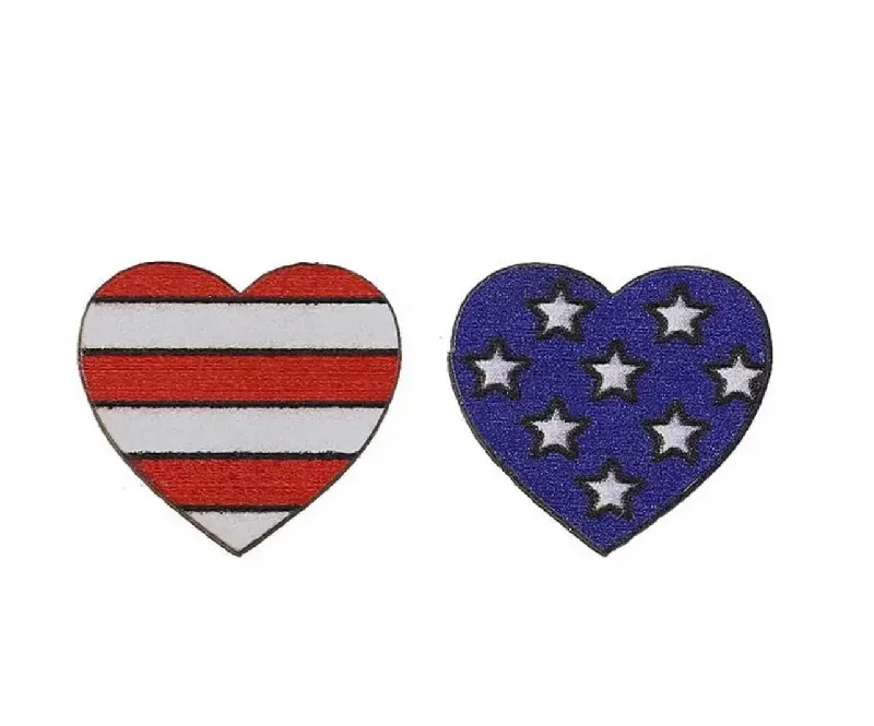 Hoop earrings with circle designs for a classic and timeless shape-Beautiful Red, White, and Blue Wooden Heart Flag Earrings