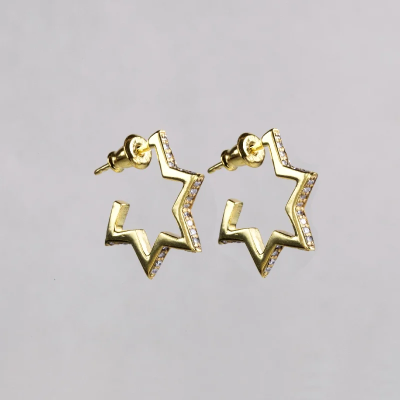 Hoop earrings with dangling charms for a playful and fun look-Crystallised Star Hoop Earrings