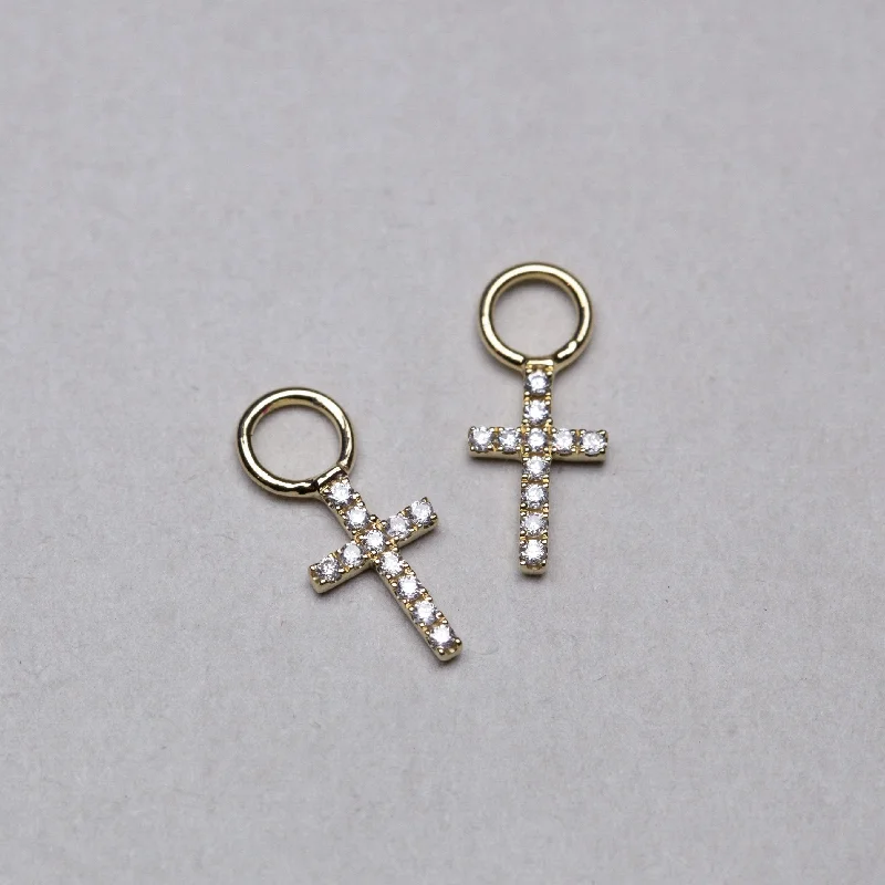 Best hoop earrings with sparkling cubic zirconia for a brilliant, budget-friendly effect-Diamond Cross Earring Charms