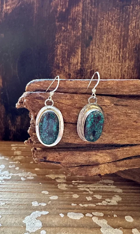 Hoop earrings with dangling charms for a playful and fun look-ELOUISE KE TURQUOISE Navajo Sterling Silver Earrings