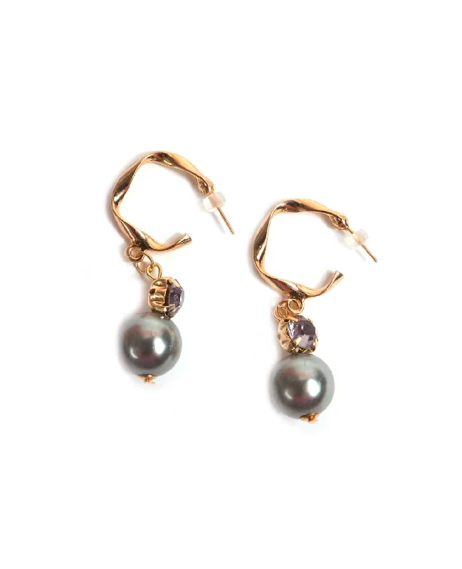 Hoop earrings with faceted crystals for added sparkle and shine-Enchanted Pearl Hoop Earrings